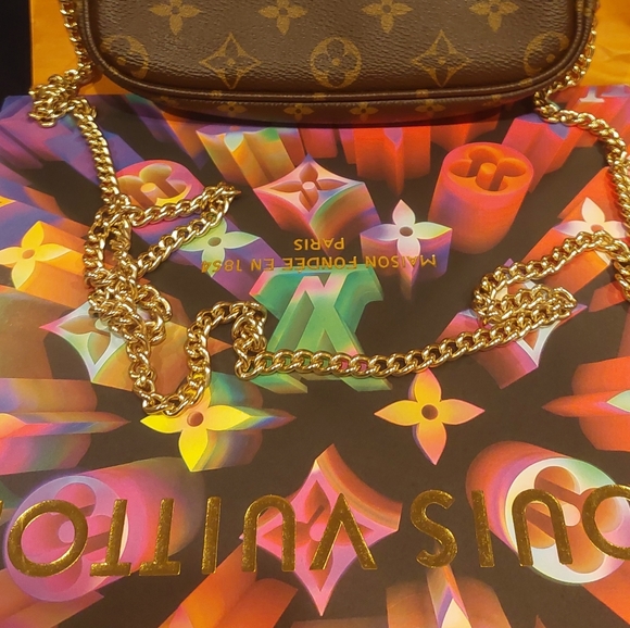 Bucket Monogram Pochette Louis Vuitton w/New Crossbody Coach Chain - Picture 15 of 15